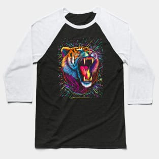 Bored Screaming Psychedelic Tiger Baseball T-Shirt